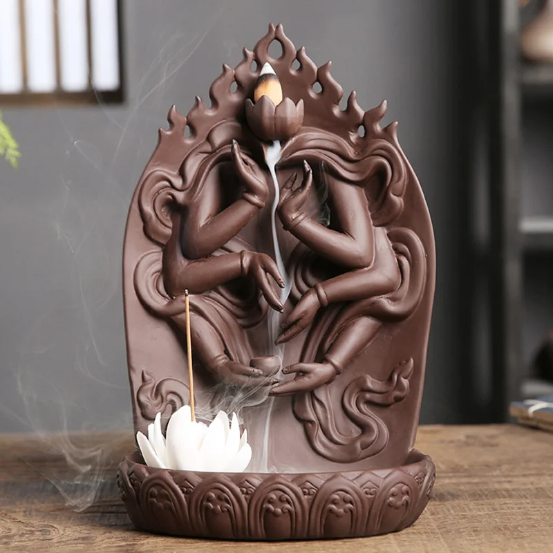 

Thousand-Hand Buddha Ceramic Purple Clay Backflow Incense Burner Creative Home Interior Decoration Wholesale