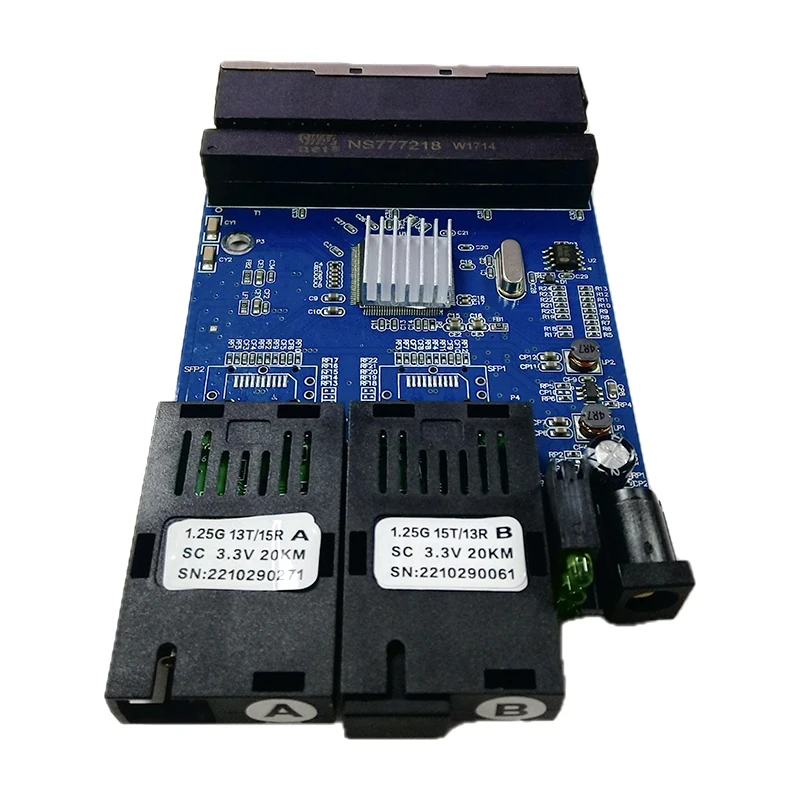 Placa de PCBA de modo único, 2F4E, 4 RJ45 y 2 puertos de fibra SC, interruptor de fibra Gigabit, 1,25G, placa 4RJ45, UTP 2, SC, Ethernet