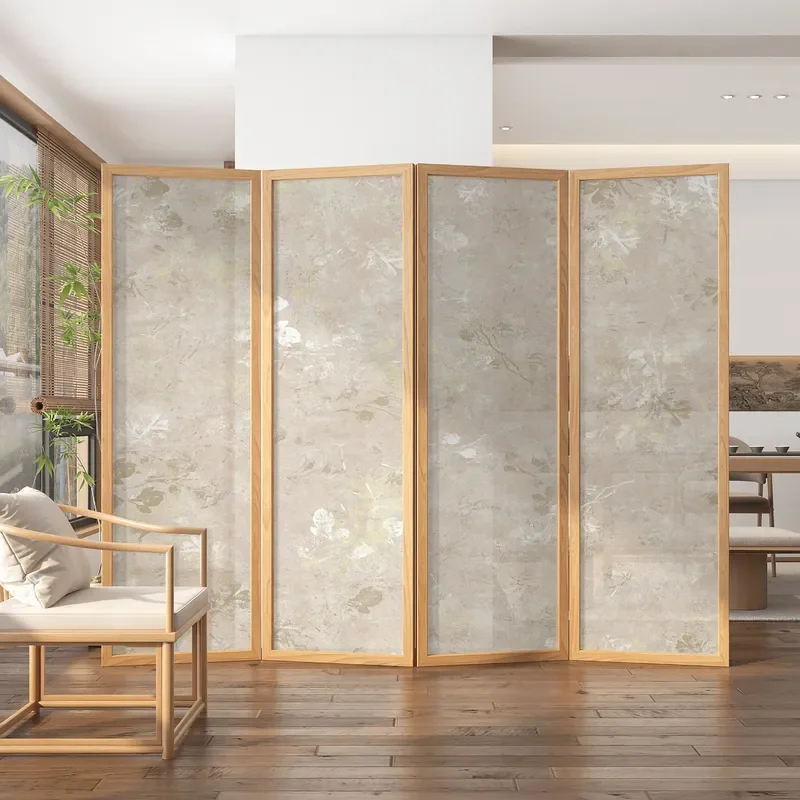for Household Screen Home Blocking Partition Living Room Foldable Mobile New Zen Solid Wood Folding Screen Oriental