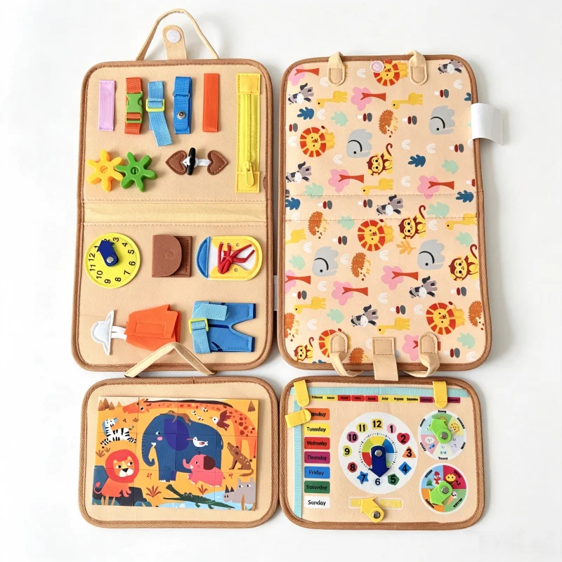 Preschool Busy Activity Book, Boost Fine Motor Skills & Sensory Development, Interactive Educational Play Toy