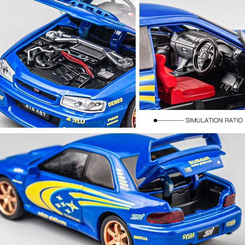1:32 Alloy Car Model For Subaru Impreza Rally Car Diecast Racing Vehicle With Pull Back Sound Light Collectible Gift For Fans view 2