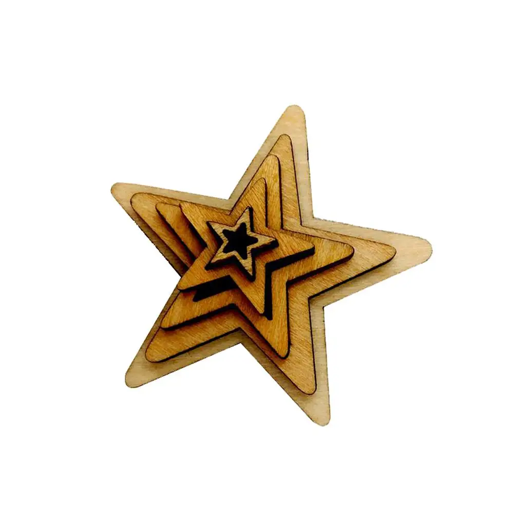 50x Unfinished Wooden Shape Star Embellishments for Card Making Crafts Decor