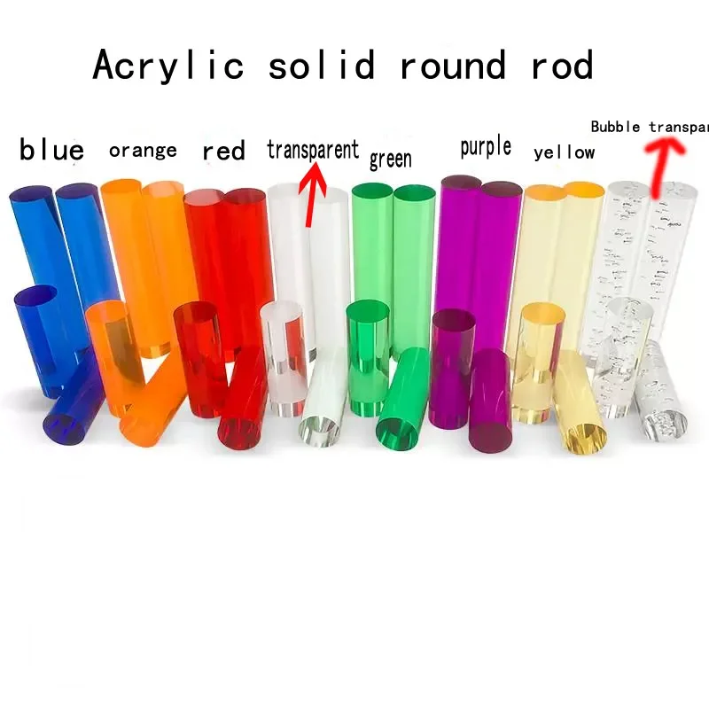 Colourful Acrylic Plexiglass Round Rod Acrylic Circular Bar Solid Plexiglass Cylindrical Light Guide Rod Industrial Model