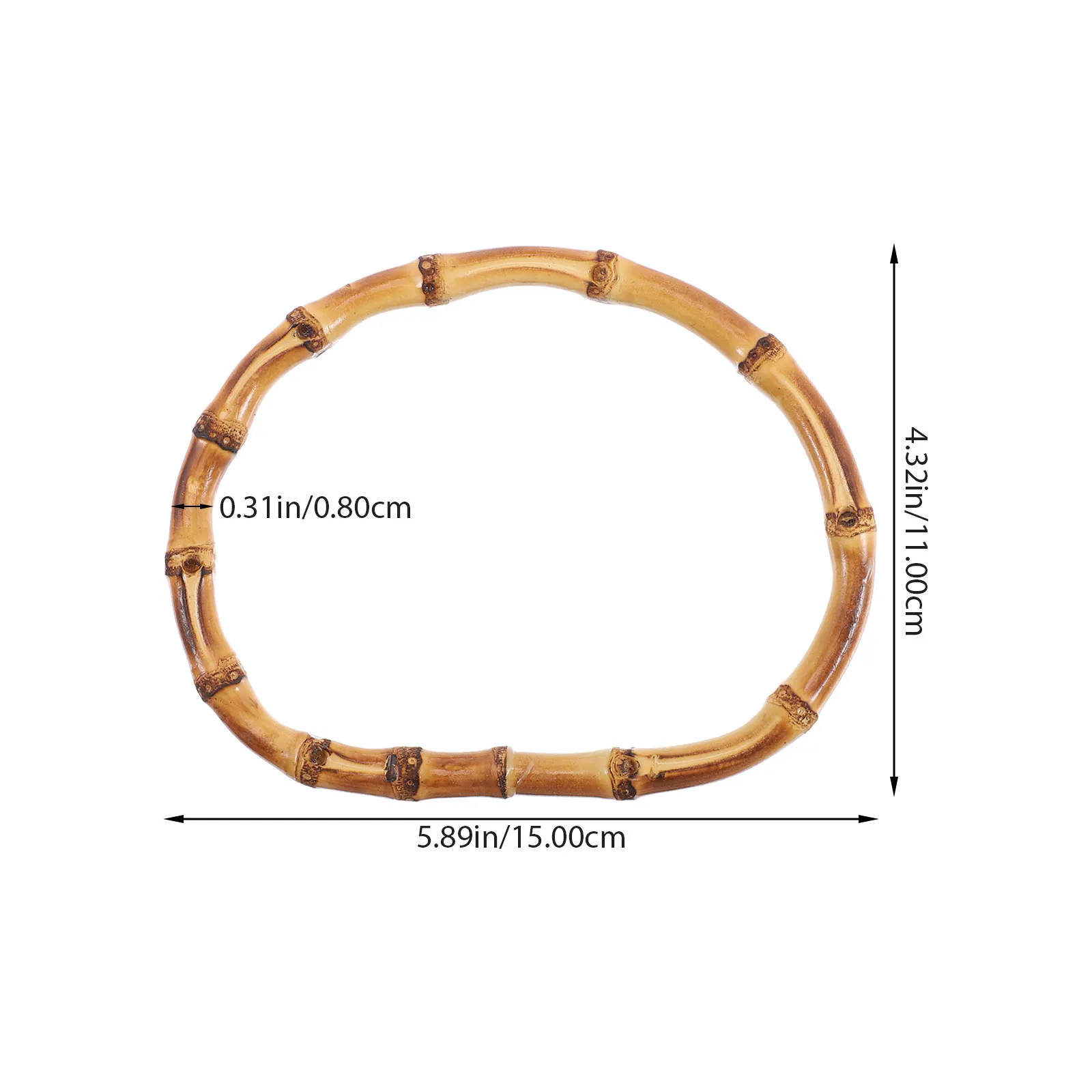 2Pcs Bamboo Bag Handles D-Style Wear-Resistant Break-Resistant Smooth Surface Purse Handle Replacement Bag Decor DIY Accessories