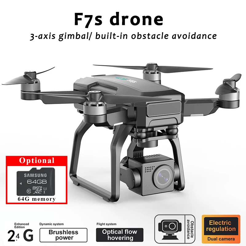 F7S Drone with Camera 3-axis PTZ Real 4K HD Camera Professional Aerial Photography GPS Positoining Dron Folding Fpv Quadcopter