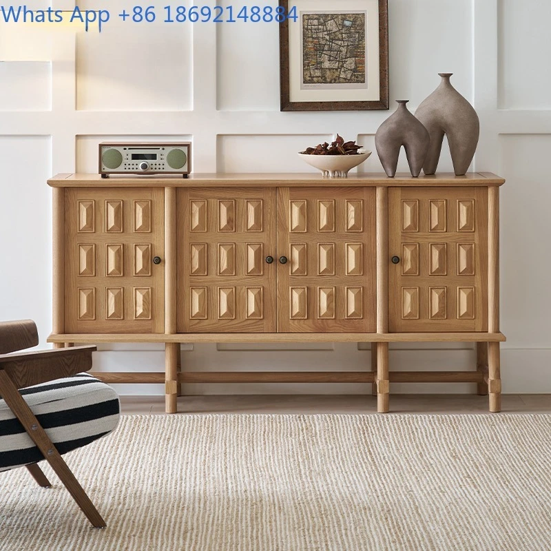 French Style Vintage Solid Wood Sideboard Storage Cabinet for Home Use