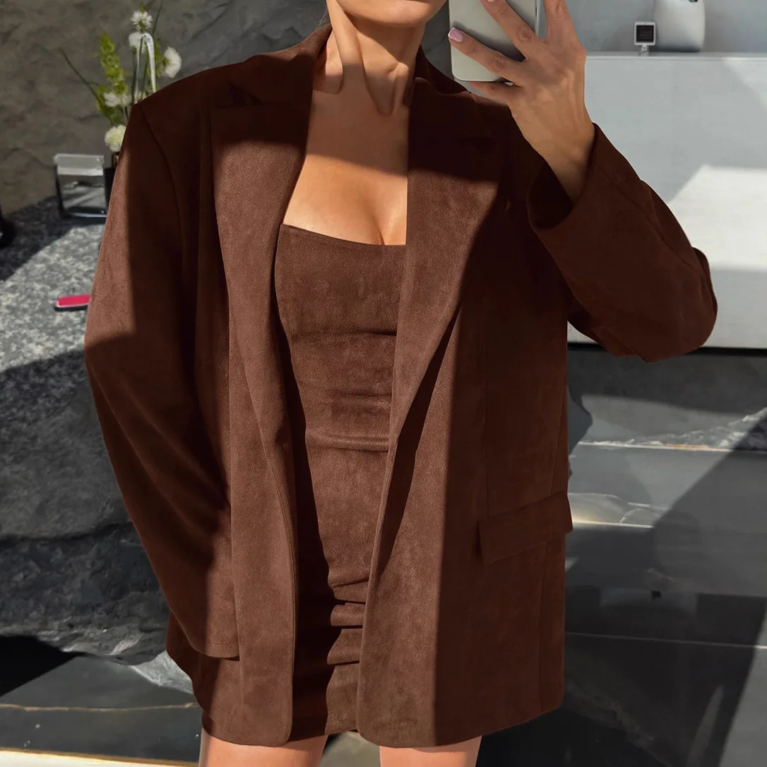 เสื้อสูทลำลองสไตล์อังกฤษสำหรับผู้หญิง ทรงหลวม สวมใส่สบาย สไตล์วินเทจ เหมาะสำหรับใส่ไปทำงานในฤดูใบไม้ร่วงและฤดูหนาว