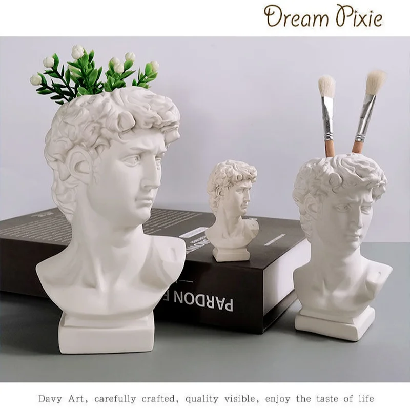 Ins Nordic David Vase Hydroponic Vase Ornaments Flower Pot Makeup Brush Storage Bucket Photo Props Vintage Home Decoration image 2