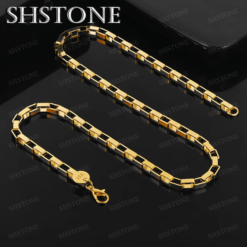 

45cm 18k Gold Necklace 4mm Box Chain For Women Party Birthday Gift Anniversaries Fashion Popularity Simple Jewelry Accessories