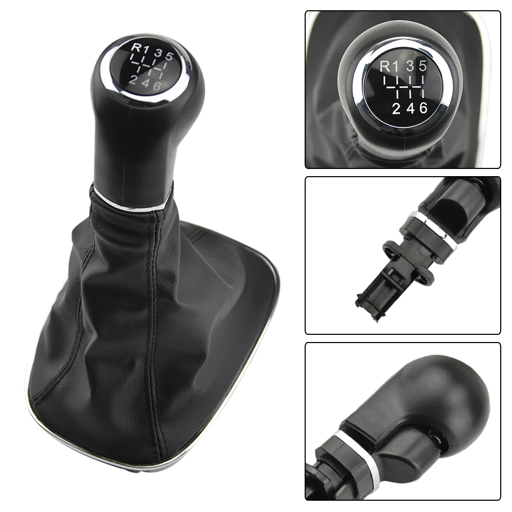 5/6-Gang-Schaltknauf mit Schaltsack-Abdeckung in Schwarz, passend für Opel Corsa D 2006 2007 2008 2009 2010 2011 2012 2013 2014 – Detail 1