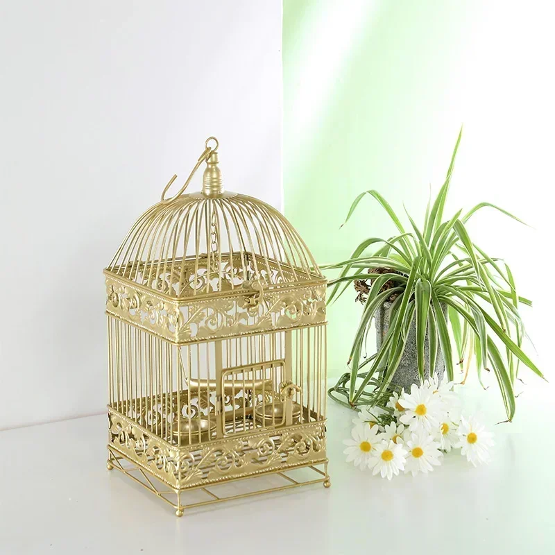 Acessórios gaiola de papagaio dourada passaros brinquedos decoração de hamster gaiola de pássaros mochila ouiseaux gaiola para passaro pet supplie cy50bc