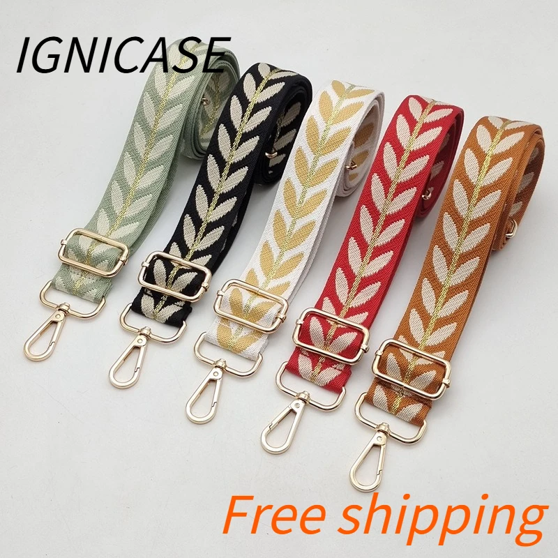 IGNICASE New Wheat Ear Pattern Wide Strap Adjustable Messenger Bag Strap Small Fresh and Light Burden Reduction Bag Accessories