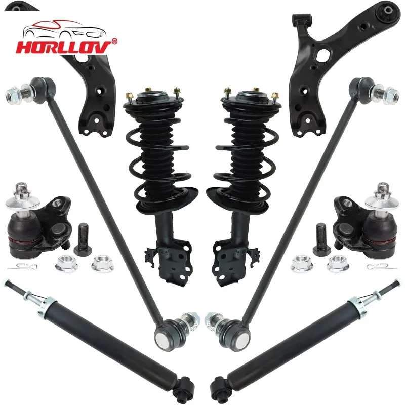 Front Rear Suspension Kit Ball Joint Complete Strut Coil Spring Assembly Control Arm Shock Absorber Stabilizer Link for Toyota