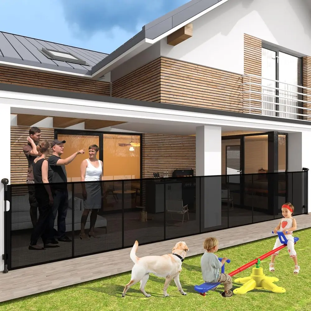 

Сверхширокие раздвижные ворота-ограждения для детей и собак, 200 см, высота 41 см, защитная сетка для больших проемов, идеально подходят для использования в помещении и на улице