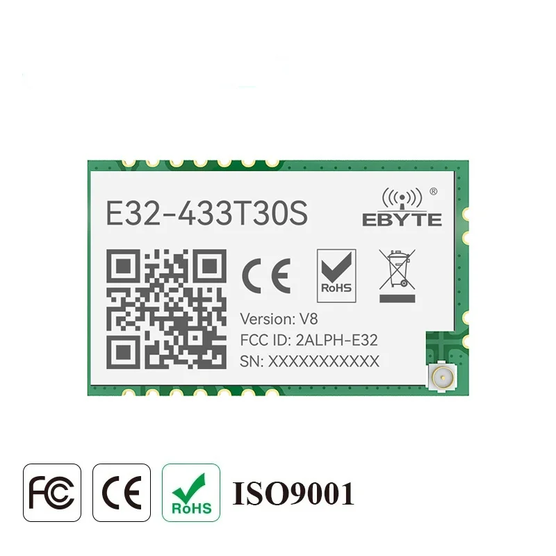 LoRa-módulo rf de 433 MHz, transceptor de largo alcance de 1w, CDSENET, E32-433T30S, UART, SMD, 30dBm, 433 mhz, IOT, receptor transmisor