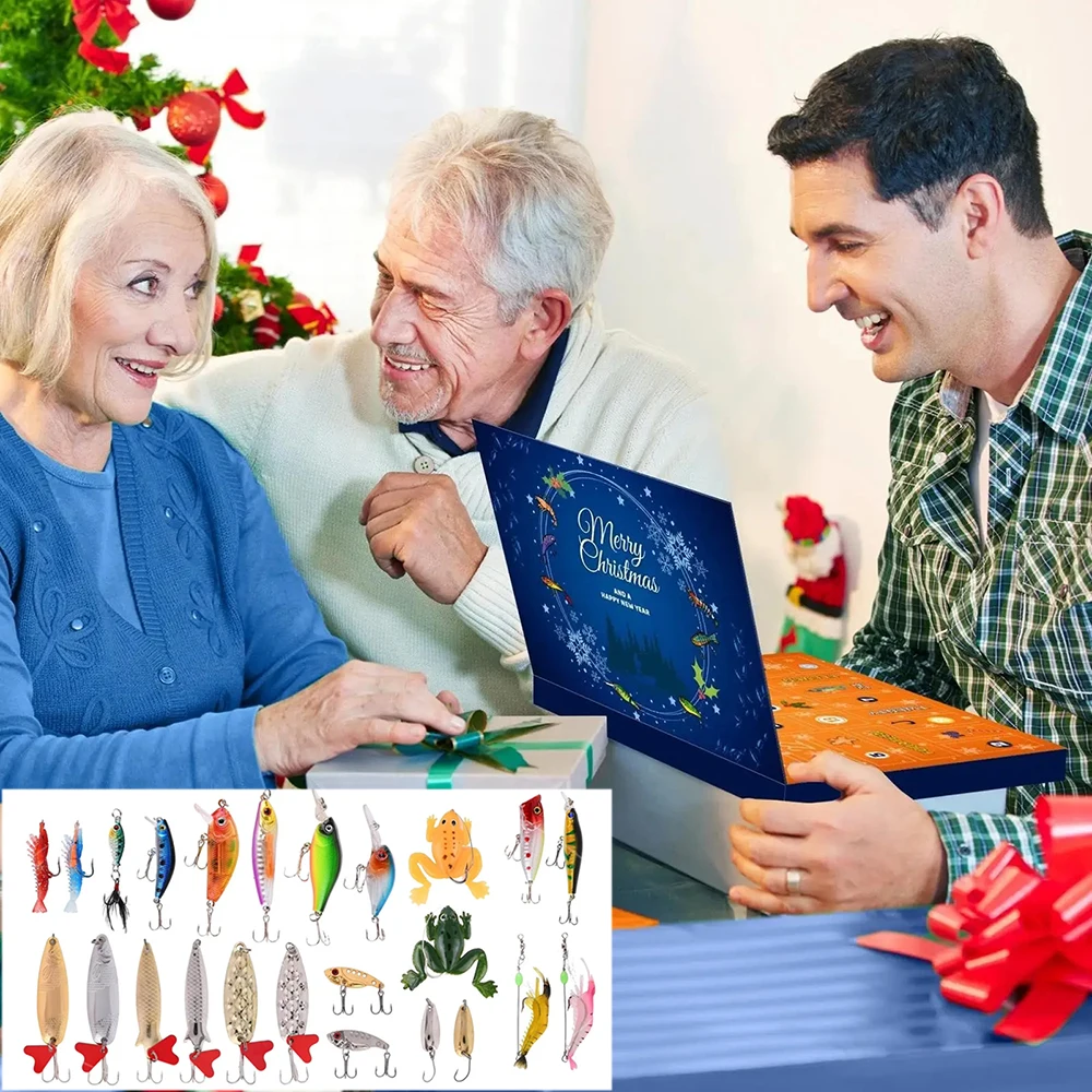 

24 Pcs Christmas Advent Calendar Fishing Set Blind Box Surprise Gift For Adult Men Boys Xmas New Year Mystery Box Countdown