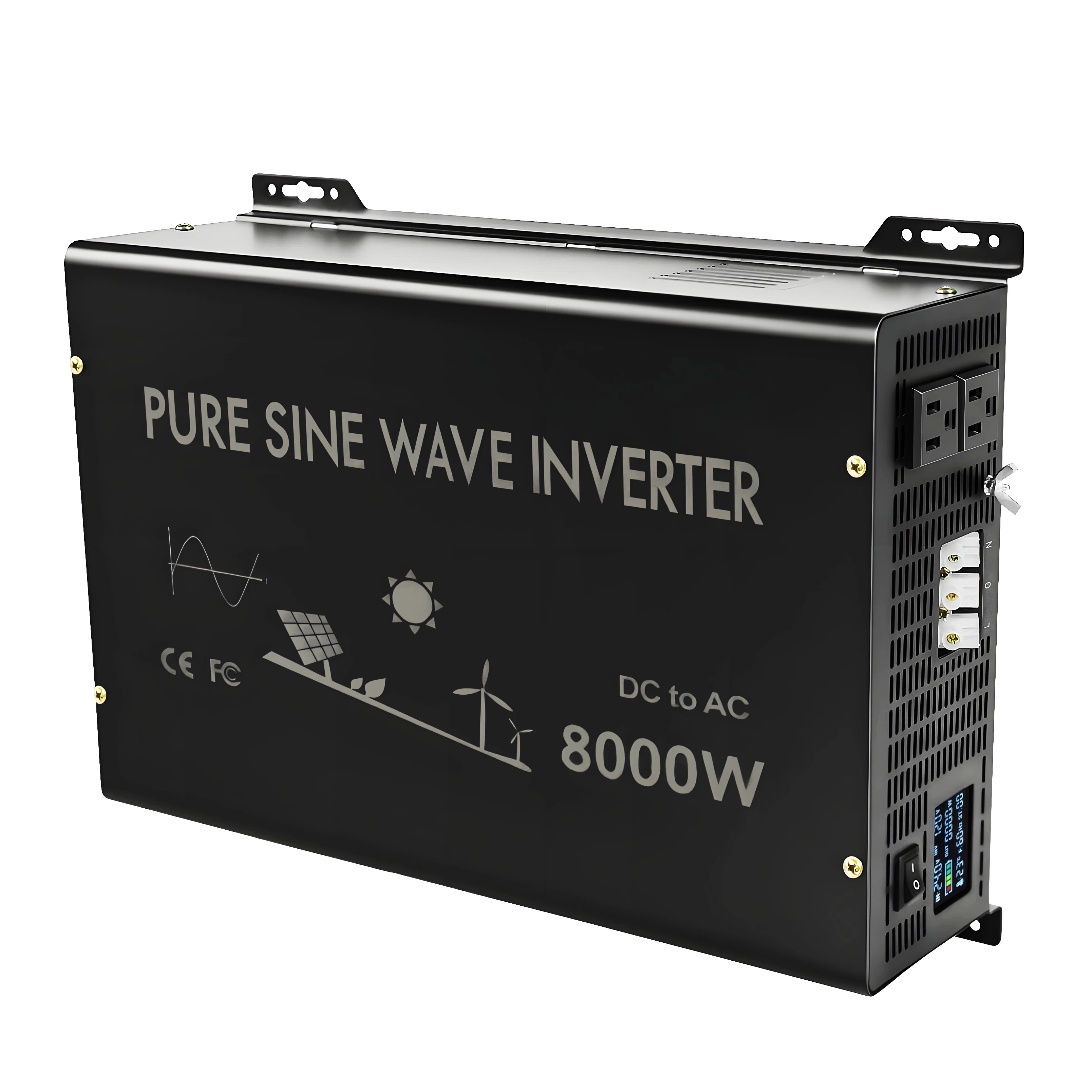 8000W Welding Pump Motor Inverter Battery Pure Sine Wave Wind Solar Power Converter 12V/24V/36V/48V DC to 120V/220V/230V/240V AC