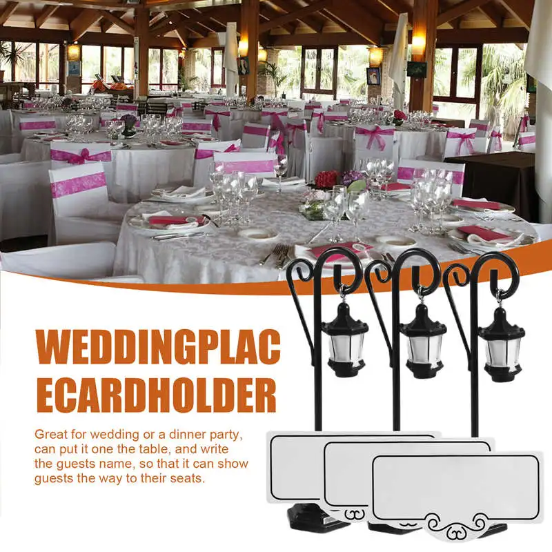 5 PCS Streetlight Shape Wedding Reception Place Card Holder Number Name Table Menu Picture Photo-ABHG