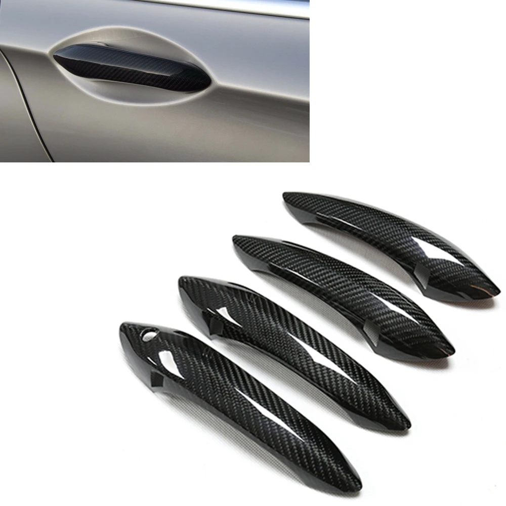 For BMW 5 6 7 Series F10 F06 F12 F13 5GT F07 530i F01 F02 M5 M6 Dry Carbon Fiber Exterior Door Handle Cover With Induction Hole