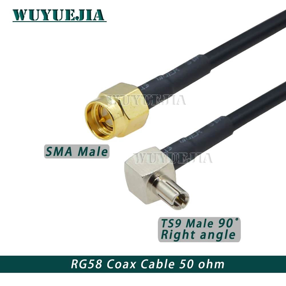 RG58 Cable SMA Male to TS9 Male Right Angle Plug SMA Female 50Ohm RF Coaxial Pigtail WIFI 3G Modem Extension Cord Jumper Adapter