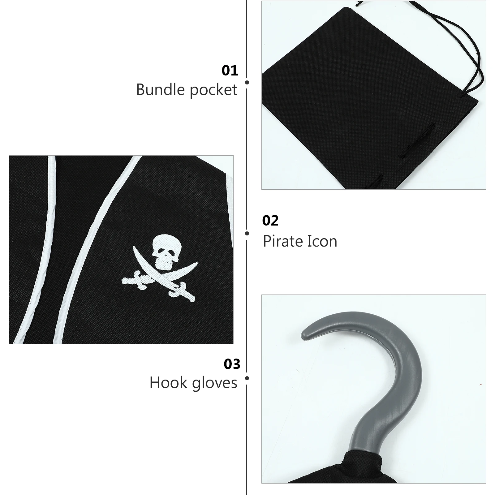 Disfraz de pirata para niños, trajes de vestir de Halloween para niño, Cosplay de imitación, no tejido, cómodo, evento de juego de rol, Festival al aire libre, 5 uds.