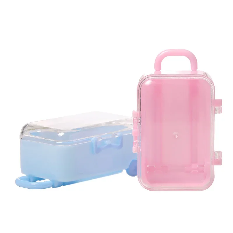 5Pcs Mini Travel Luggage Plastic Chocolate Candy Box Suitcase Gift Packing Box for Wedding Baby Shower Birthday Party Decoration