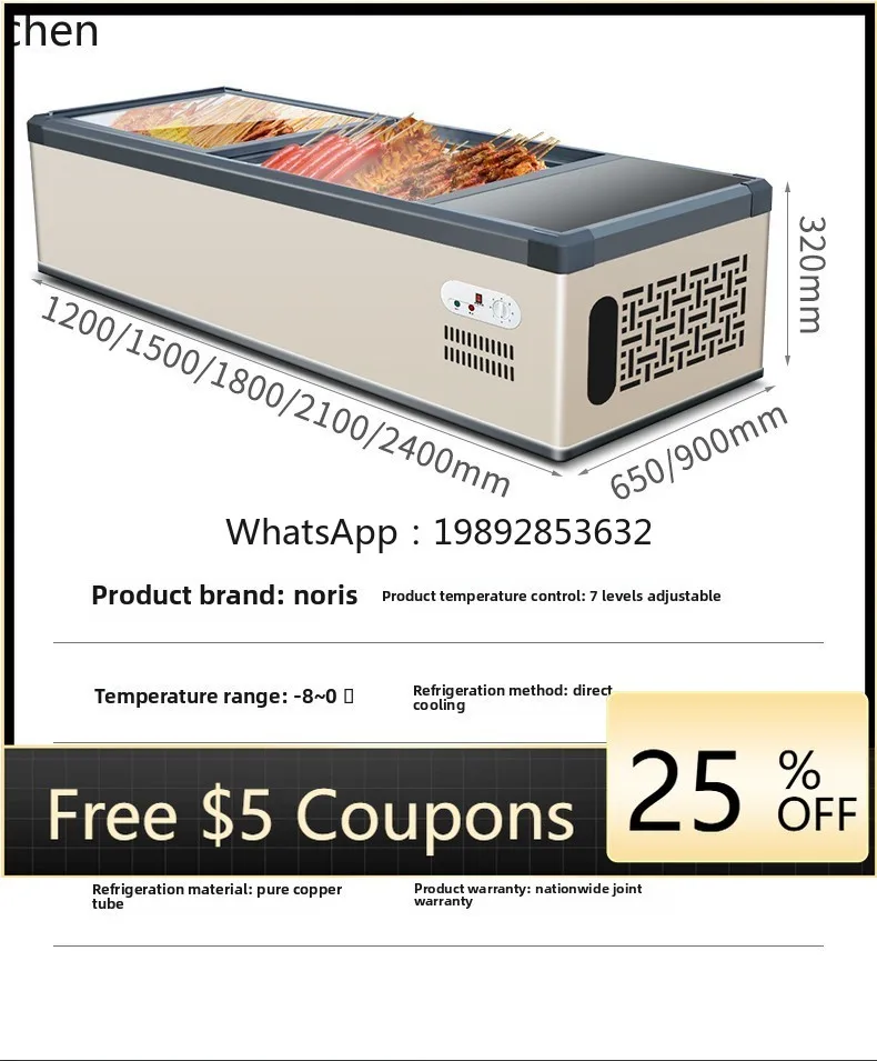 

BX desktop a la carte stall string display cabinet small refrigerator frozen storage horizontal barbecue fried cooked food