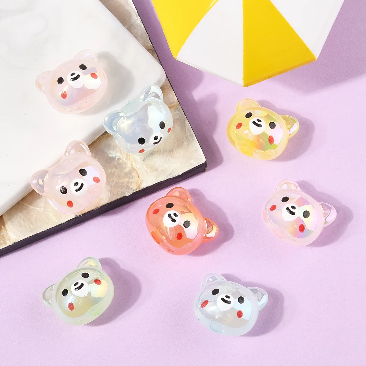 10 Pcs Acrylic Beads AB Color Plated Bear Beads for Cute Jewelry DIY Making Friend Gifts Handmade view 4