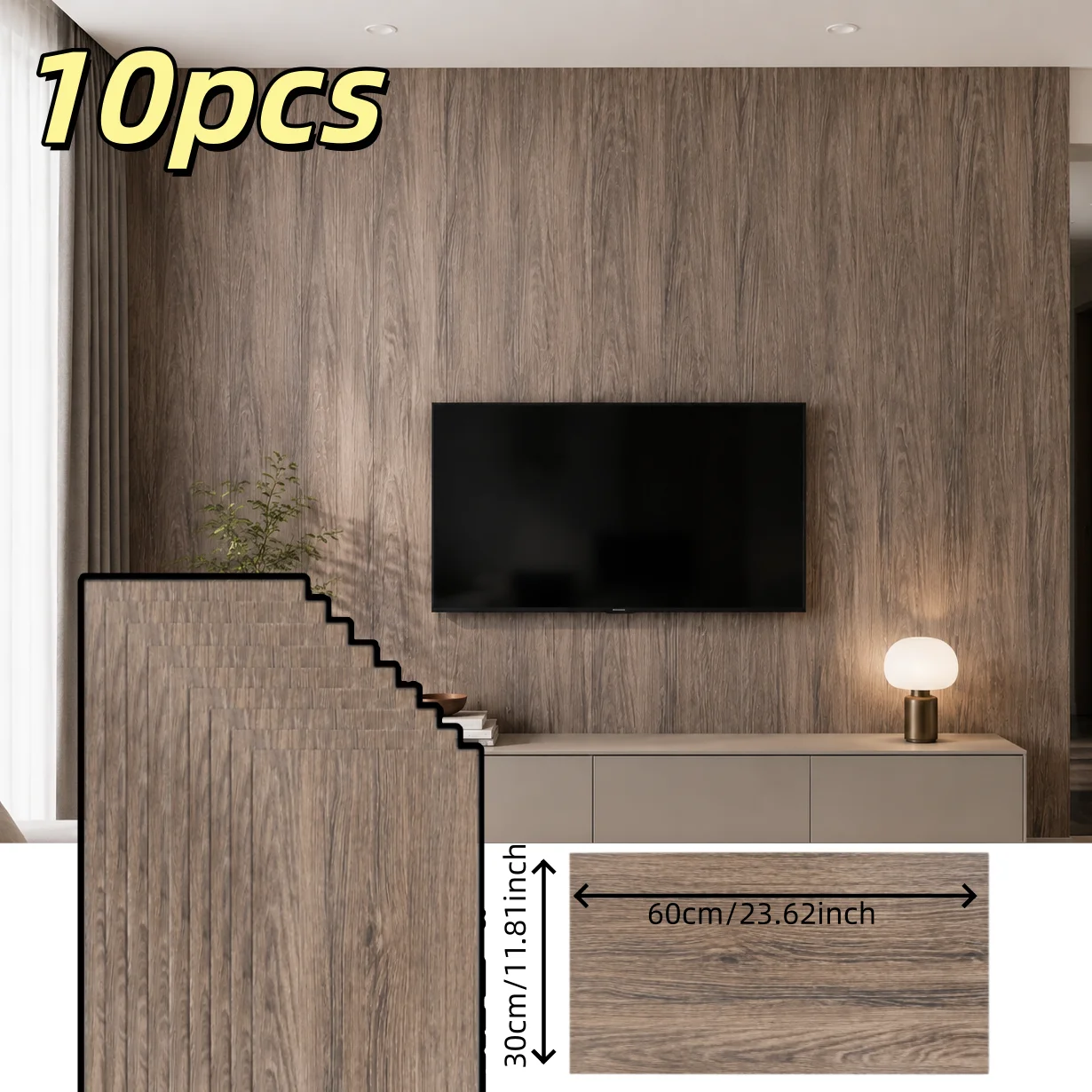 10pc Self-adhesive Wood Grain Floor Wall Sticker Modern Style PVC Living Room Toilet Kitchen Home Floor Decor Waterproof Sticker