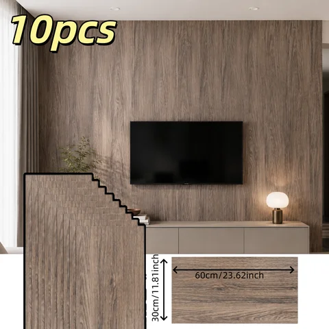 10pc Self-adhesive Wood Grain Floor Wall Sticker Modern Style PVC Living Room Toilet Kitchen Home Floor Decor Waterproof Sticker