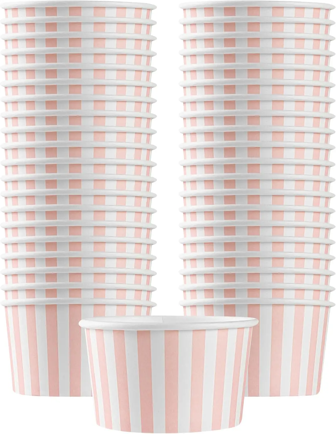 

Coppetta 12-Ounce Dessert Cups, 200 Disposable Ice Cream Cups - Lids Sold Separately, Sturdy, Pink And White Paper FroYo