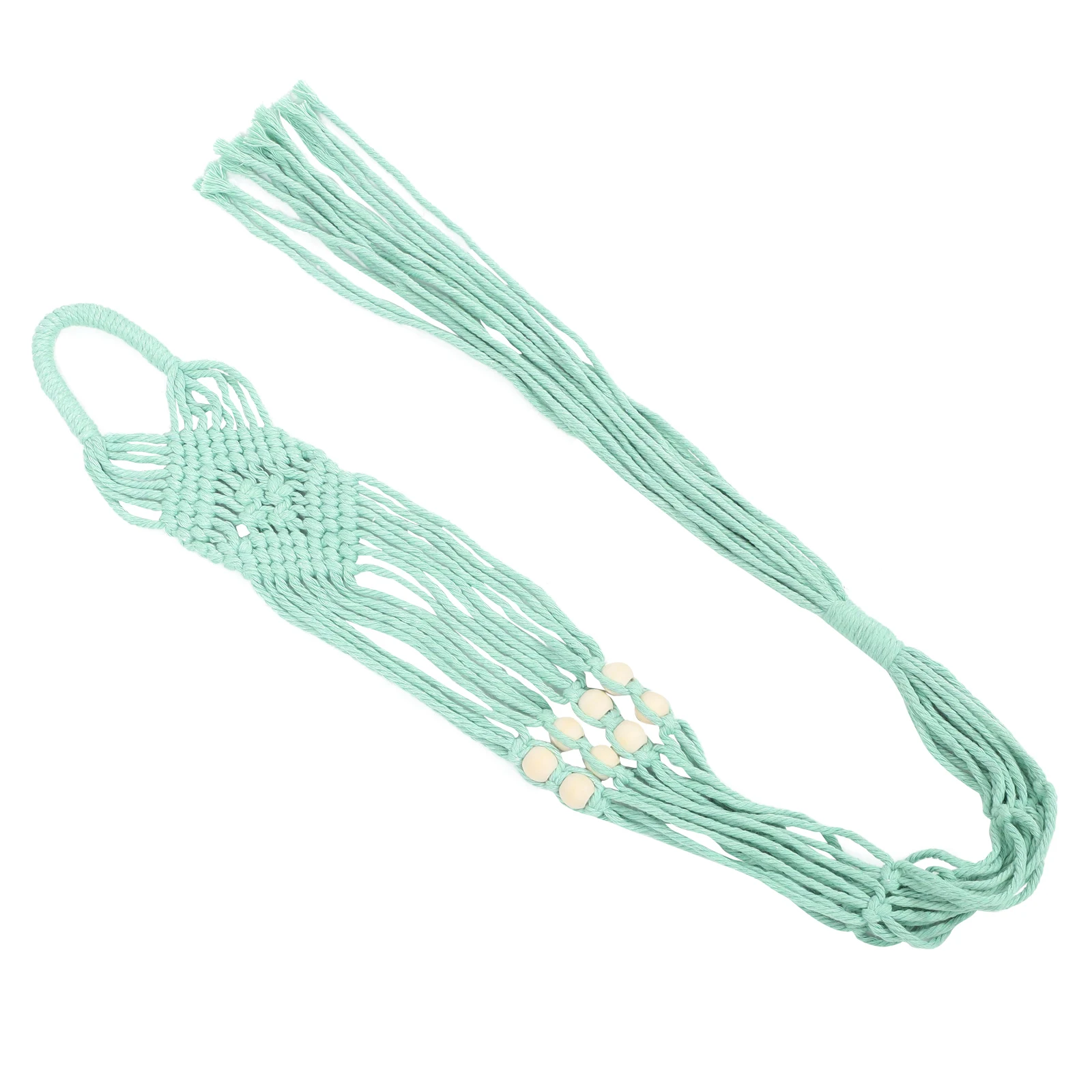 

Indoor Plant Hangers Macrame Shelf for Flower Pots Holders Light Green Balcony Decor Bohemian Style Planter Suitable Home