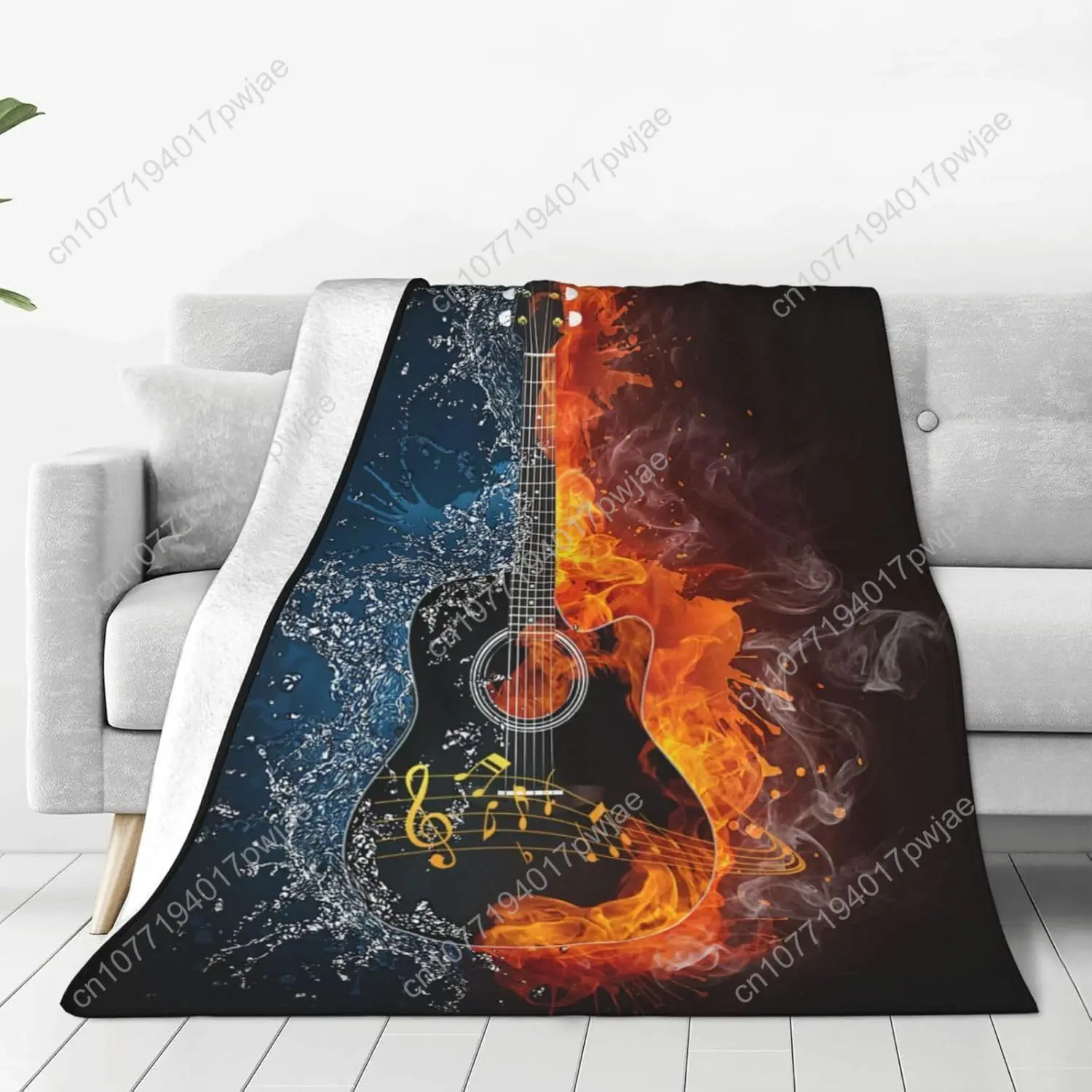 Guitar Blanket Guitar Throw Blanket Soft Fleece Flannel Bedding Rock Roll Music Gifts for Men Guitarist Boys Women Girls Lovers