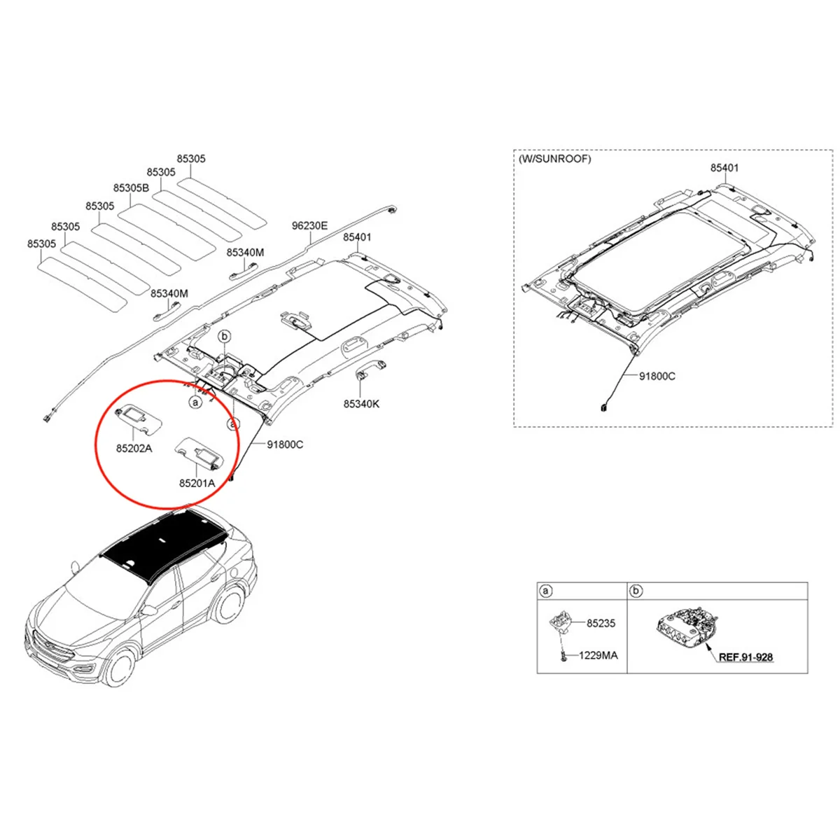 

Автомобильный левый козырек от солнца для Hyundai SANTAFE DM 2013 852102W000 85210-2W000