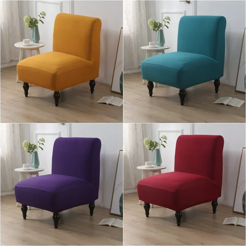 

Solid Color Accent Armless Chair Cover Nordic Single Sofa Slipcovers Stretch Spandex Chairs Covers Elastic Couch Protector Cover