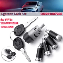7PCS Start Switch Door Lock Cylinder Ignition Switch 4 Door Lock  Barrel 2 Button Group for Volkswagen T4 Caravelle MK IV 90-03