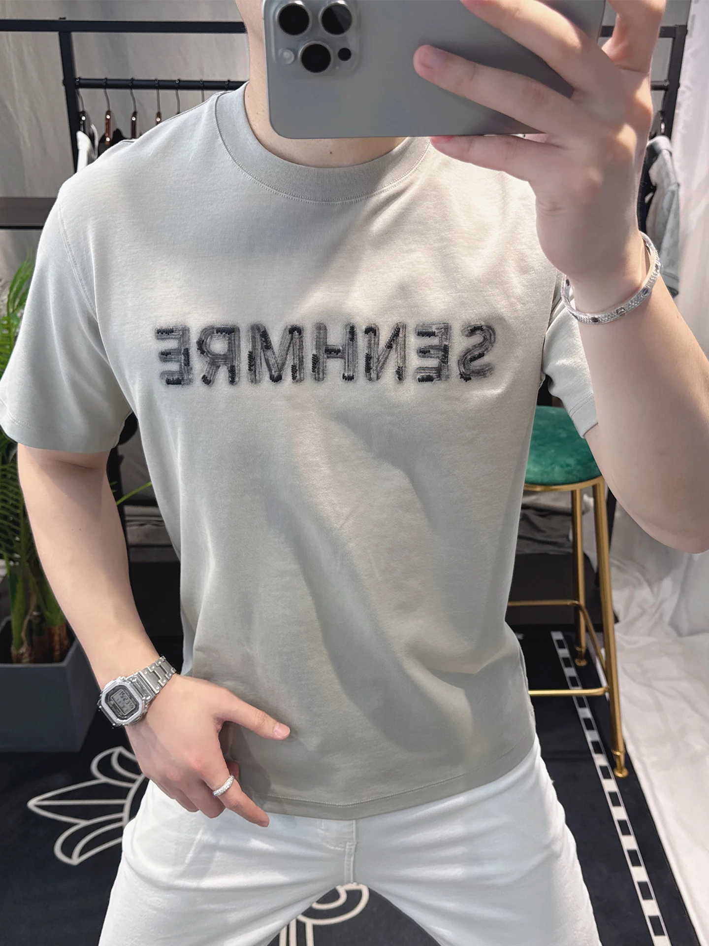 

Повседневная мужская футболка американского бренда класса люкс с буквенным принтом, летняя новинка, универсальный топ для отдыха