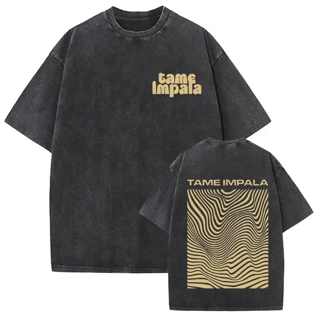 Camiseta Vintage Extra Grande para Hombre, Lavada, de Manga Corta, Tame Impala, Banda de Rock, Gira Deadbeat 2025, Álbum, Regalo para Fans del Hip Hop