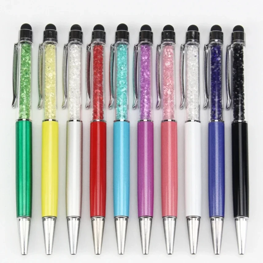 100pcs Universal 2 in 1 Stylus Pen Crystal Tablet Drawing Capacitive Touch Screen Pen for iPhone Android Mobile Phone PC Pencil