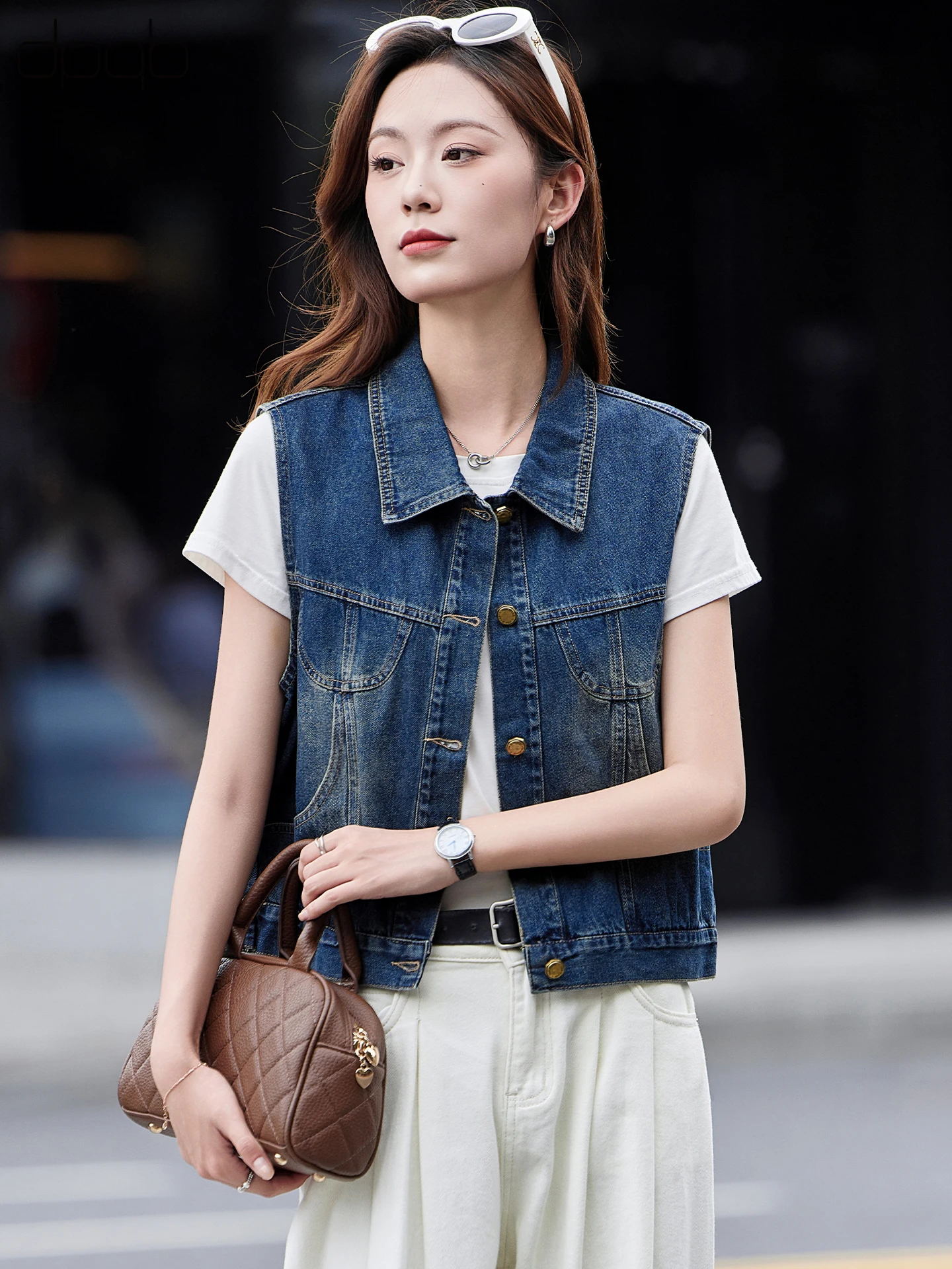 

Женский джинсовый жилет: новинка весна-осень, винтажный стиль, универсальная укороченная куртка из смесового хлопка и полиэстера