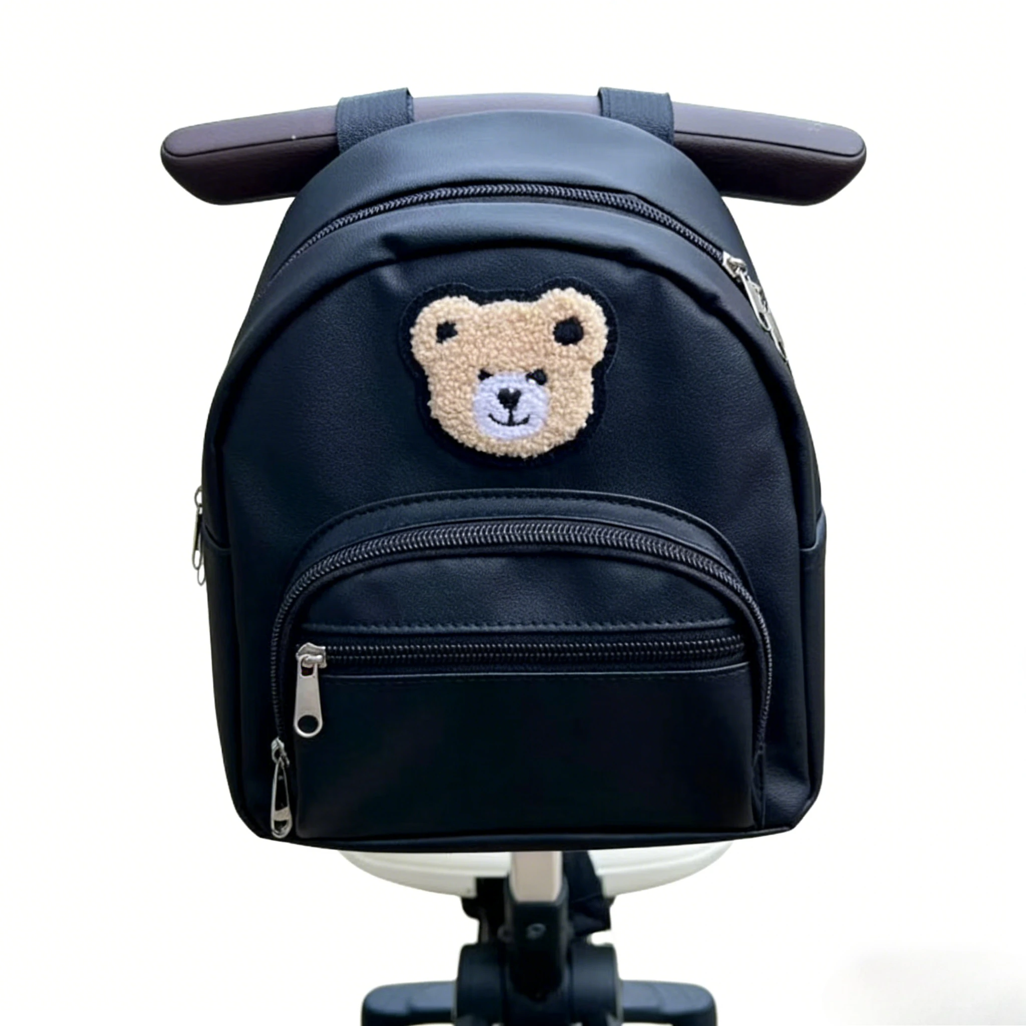 

Универсальный органайзер для коляски с милым вышитым медведем, кожаная подвесная сумка для детской коляски, аксессуары для детского сада