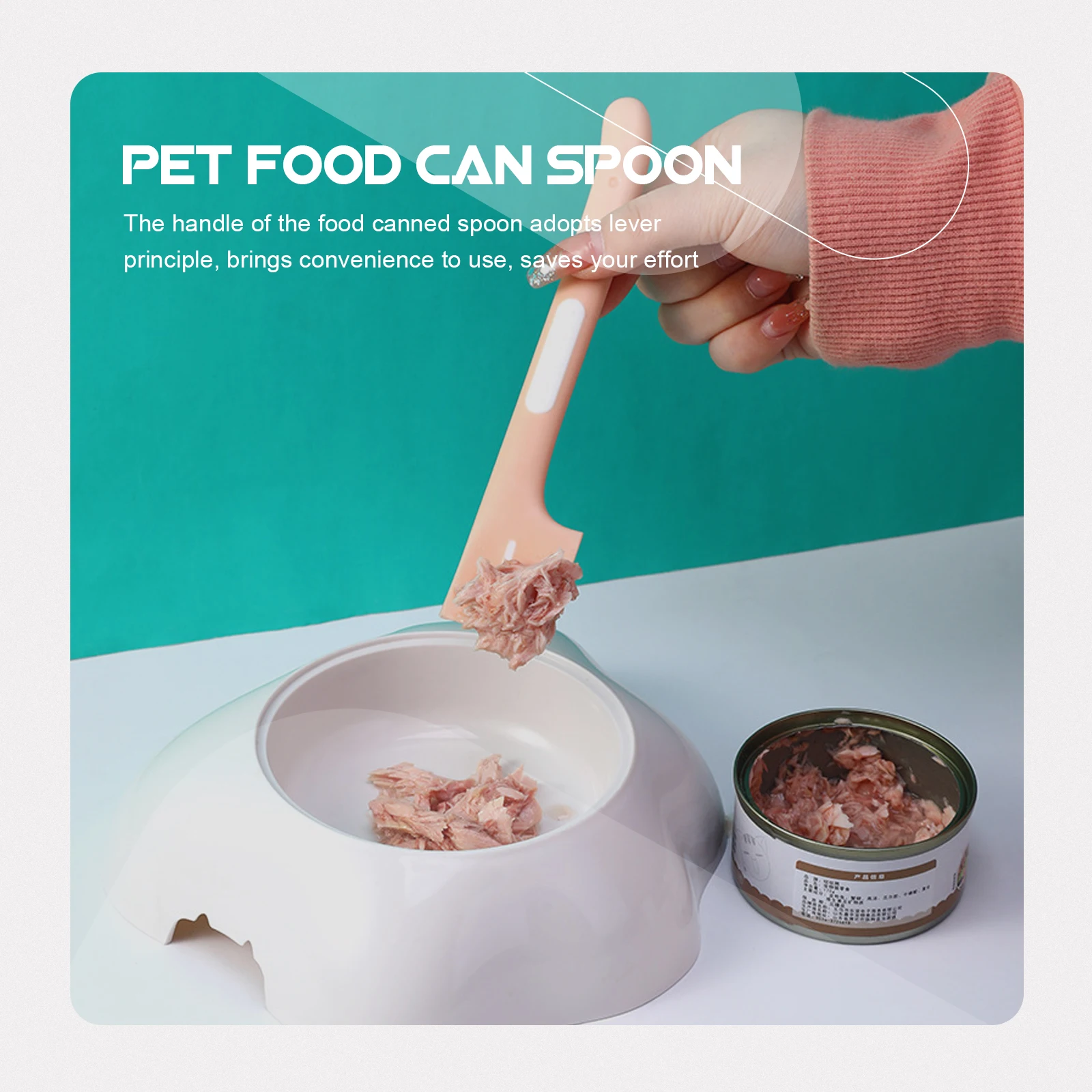 

2pcs Pet Food Mixing Spoons Can Opener Wet Dry Cat Dog Scoop Durable ABS TPR Practical Design Lever Principle Easy Open Save