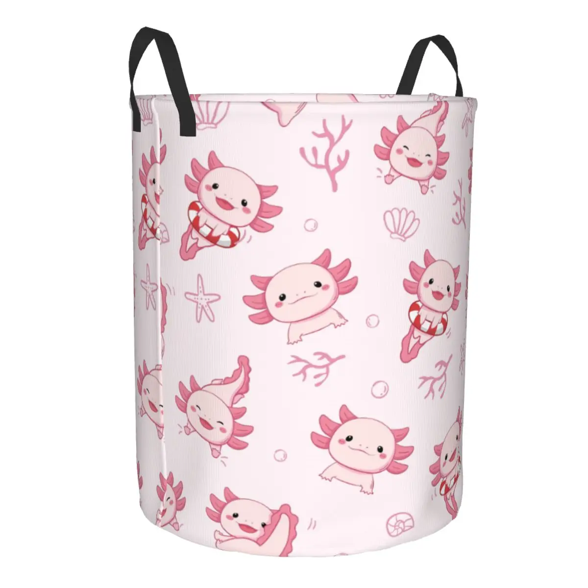 Custom Cute Salamander Animal Axolotls Laundry Basket Collapsible Clothes Hamper for Baby Kids Toys Storage Bag