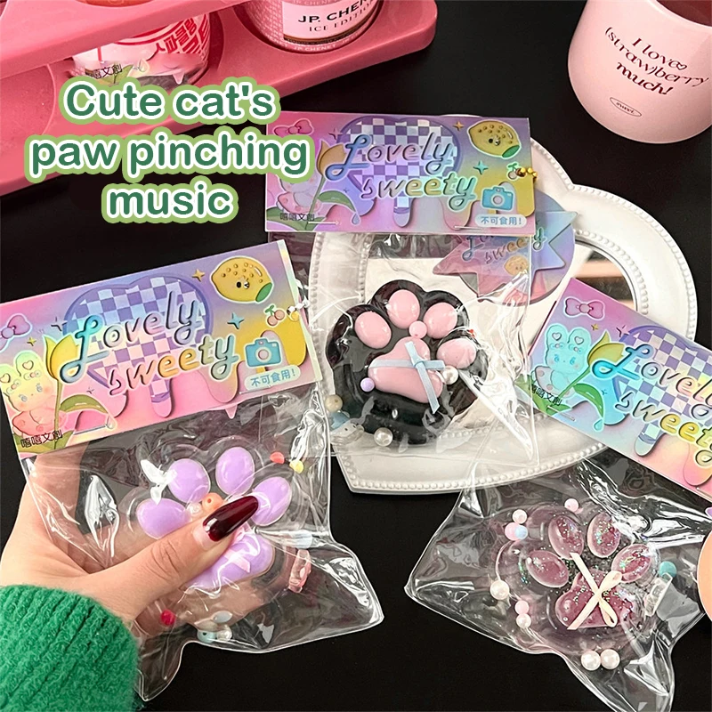 

Cartoon Pearl Cat Claw Squeeze Pinching Transparent Toy Cute Cat Paw Slow Rebound Decompression Toy Kids Stress Release Vent Toy