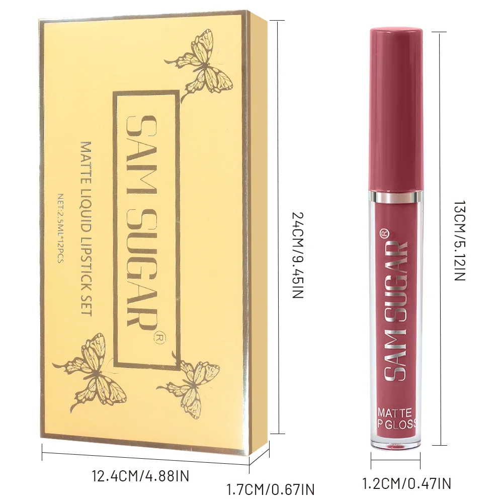 Flüssiger Lippenstift, heiße sexy Farben, Lippenfarbe, wasserdicht, langlebig, matt, Lipgloss, Lippen-Set, lichtecht, Lippenglasur, Lippen-Make-up-Set