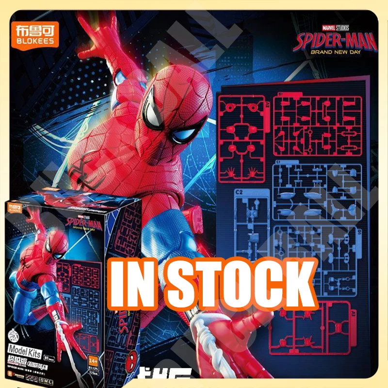 Em Estoque Blokees Homem-Aranha Kit de Montagem Novo Boneco de Ação Homem-Aranha Peter Parker ABS Classe Campeão Brinquedo Infantil