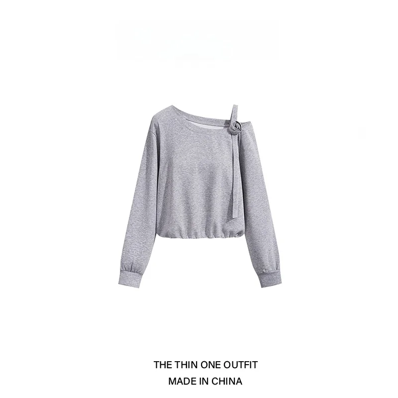 

Женская толстовка с капюшоном American Sle Loose Fit ey Long Sve, ранняя осень, дизайн Sense oulder Bared Head over irt