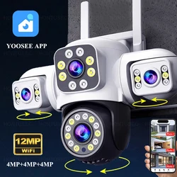 YOOSEE 6K 12MP 3 Lens 3 Screens Wifi PTZ Camera Outdoor Color Night Vision Motion Detection Two Way Audio Security Camera