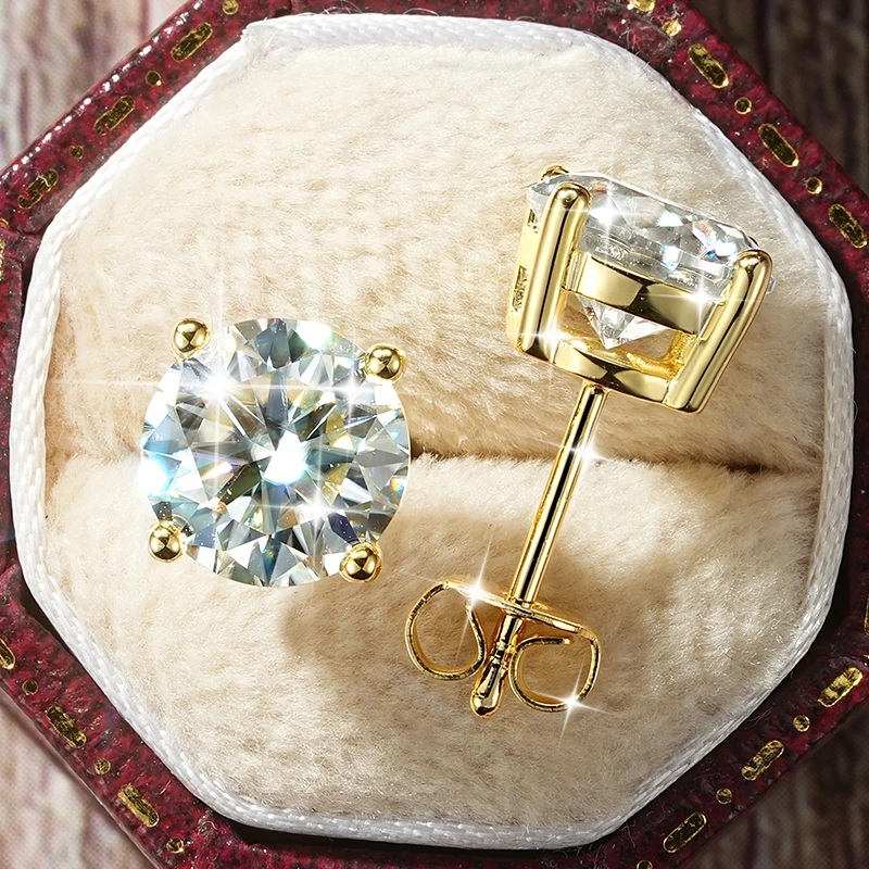 Lnngy 0,3-2CT Moissanit-Ohrstecker für Damen, 14 Karat Gold gefüllt, funkelnder Labor-Diamant-Ohrring mit vier Krallen und Zertifikaten – Detail 2