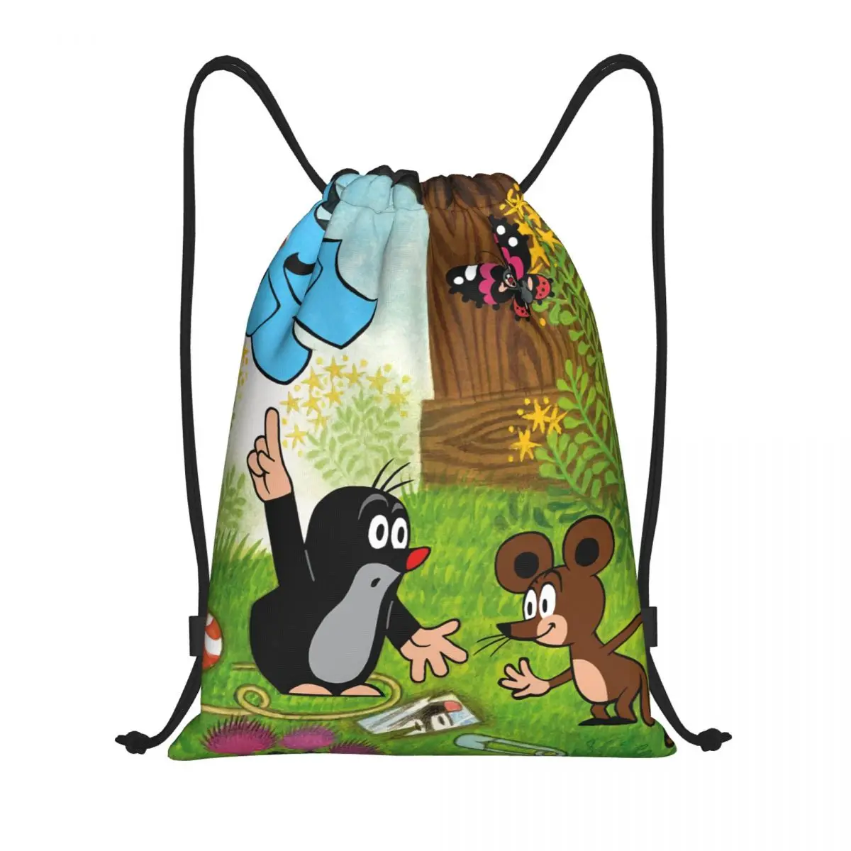 Puzzle Krtek Drawstring Bags Men Women Foldable Gym Sports Sackpack Czech Cartoon Comics Krtek Mole Shopping Backpacks